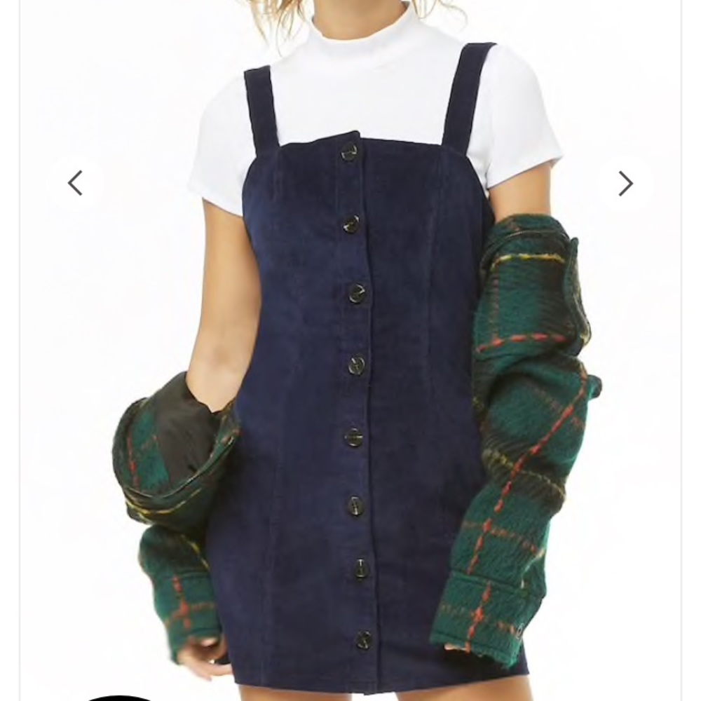 Navy corduroy pinafore dress